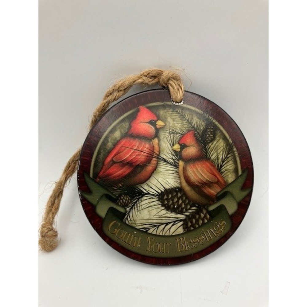 Angela Anderson Cardinal Birds "Count Your Blessings" Christmas‎ Ornament 4"D